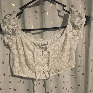 ‼️Cropped tie up off the shoulder shirt‼️